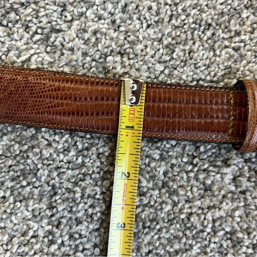 Trafalgar Brown Embossed Italian Calfskin‎ Leather Belt Solid Brass Buckle, 38